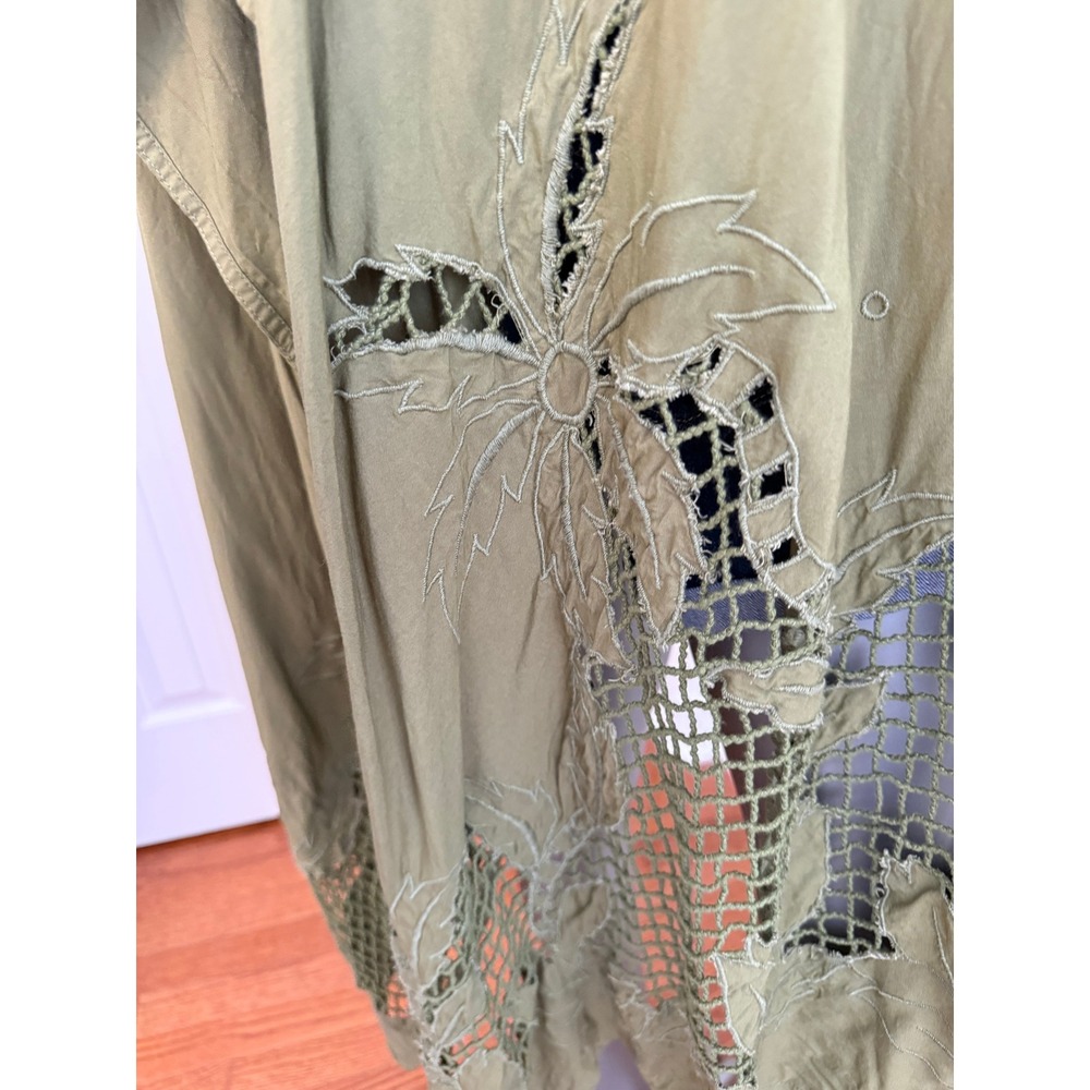 Anthropologie Marrakech Olive Green Lace Cut Out Cropped High Low Vest Bohemian - Picture 10 of 10